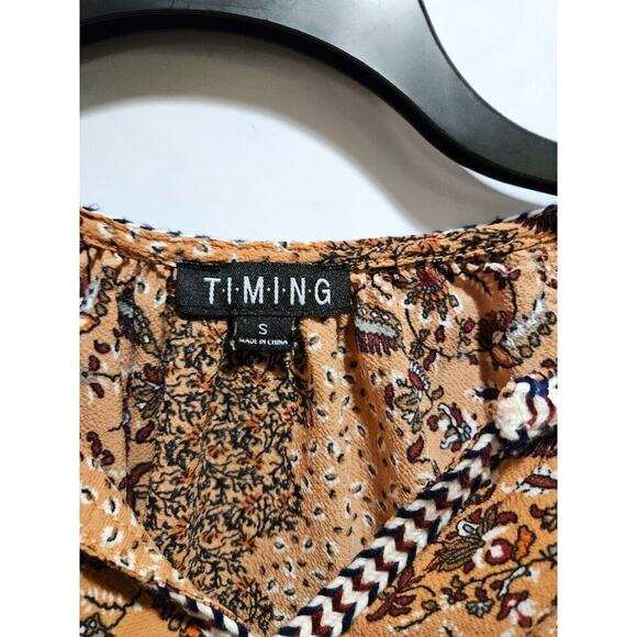 Timing Multicolor Floral Long Sleeve Pullover Blouse V-Neck Women's Small - Picture 4 of 6